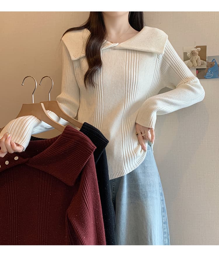실사 빅 사이즈 여성 의류 가을과 겨울 지방 mm 한국 스타일 품격 디자인 센스 불규칙 빛나는 실광택 니트 스웨터 상세 이미지 23