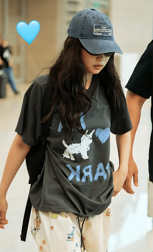 있음 선적 jennie 챕터 만약 난 같은 단락 귀여운 알파벳 강아지 프린트 반팔 티셔츠 상세 이미지 1
