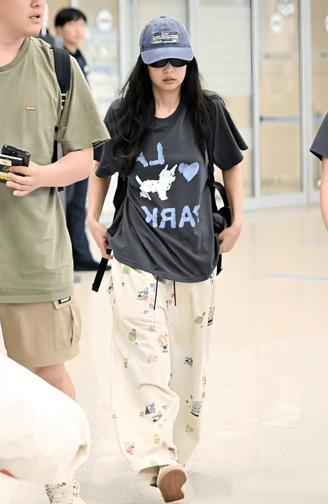 있음 선적 jennie 챕터 만약 난 같은 단락 귀여운 알파벳 강아지 프린트 반팔 티셔츠 상세 이미지 2