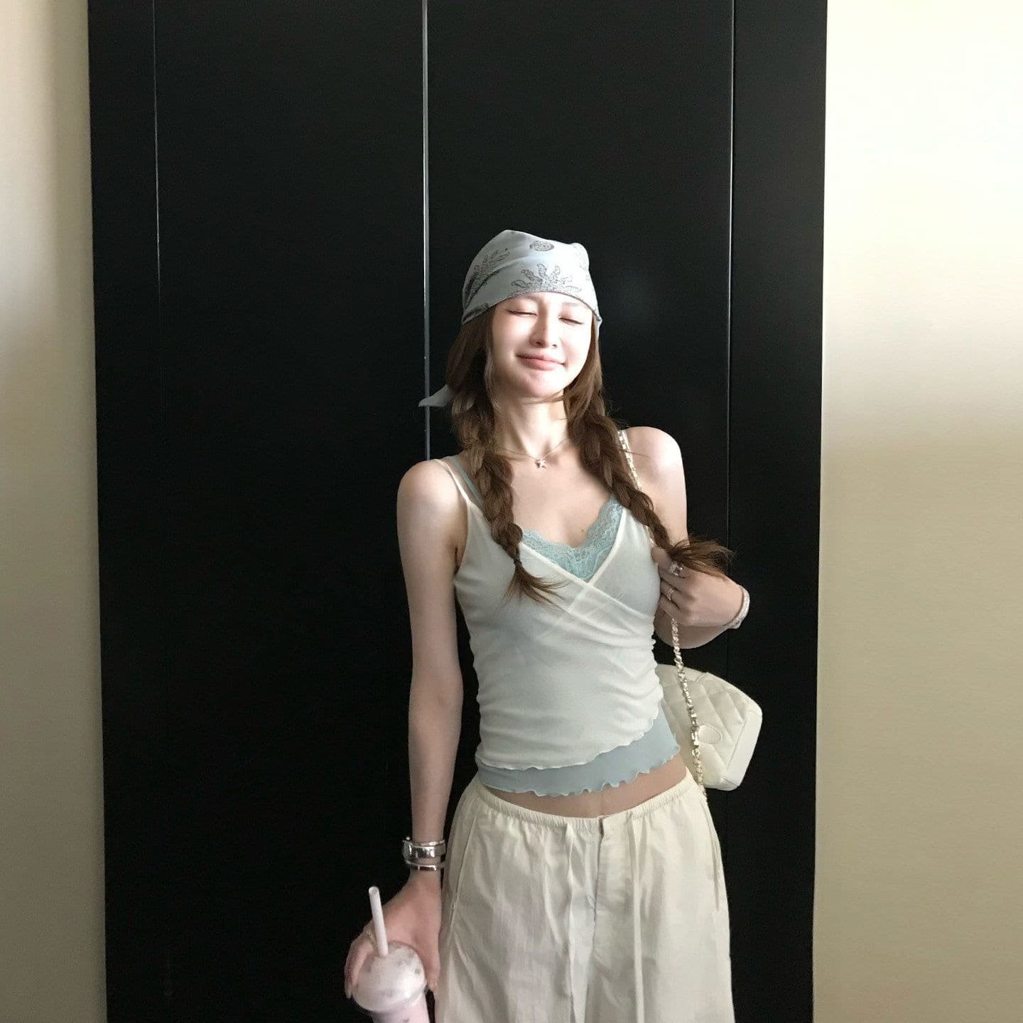 하트 비트 바 리 90g 아세트산 순수한 욕망 핫걸 스택 착용 페이크 레이어드 레이스 캐미솔 여름 이미지 2