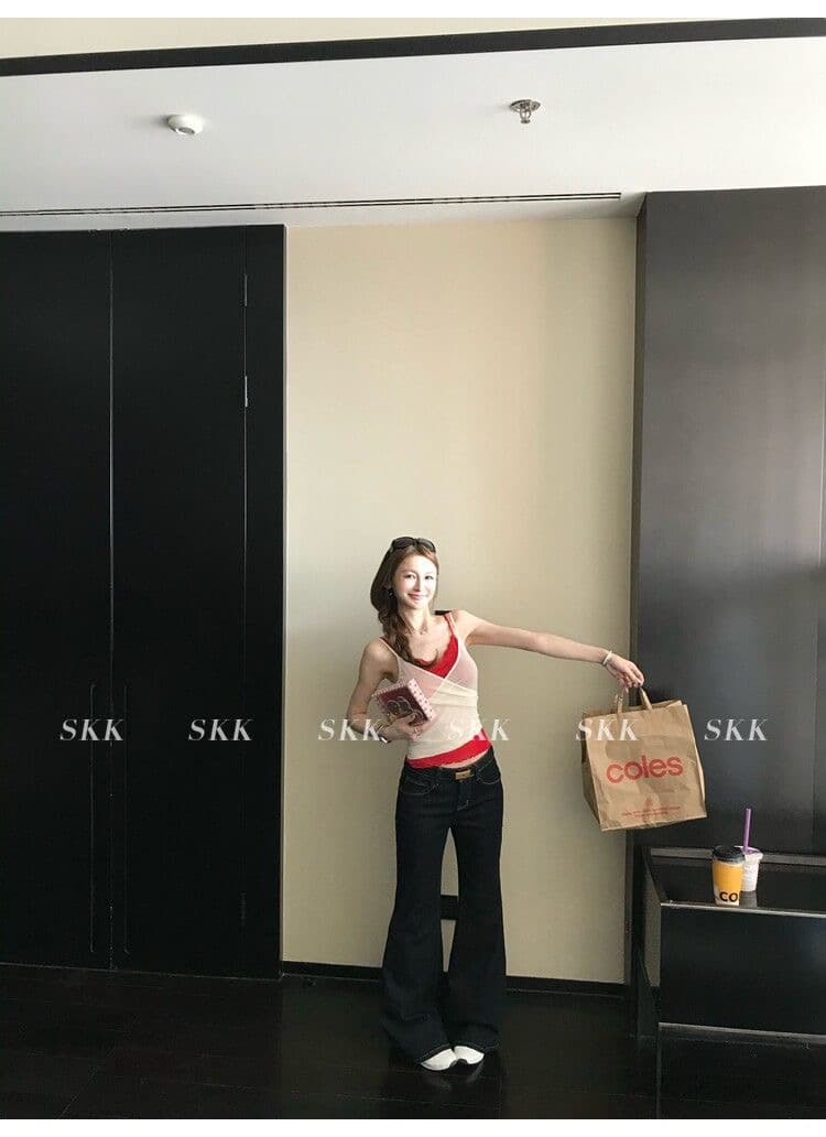 하트 비트 바 리 90g 아세트산 순수한 욕망 핫걸 스택 착용 페이크 레이어드 레이스 캐미솔 여름 상세 이미지 12