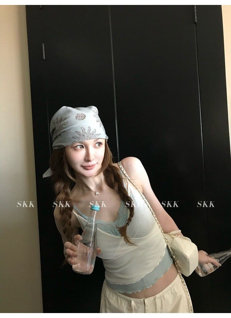 하트 비트 바 리 90g 아세트산 순수한 욕망 핫걸 스택 착용 페이크 레이어드 레이스 캐미솔 여름 상세 이미지 15
