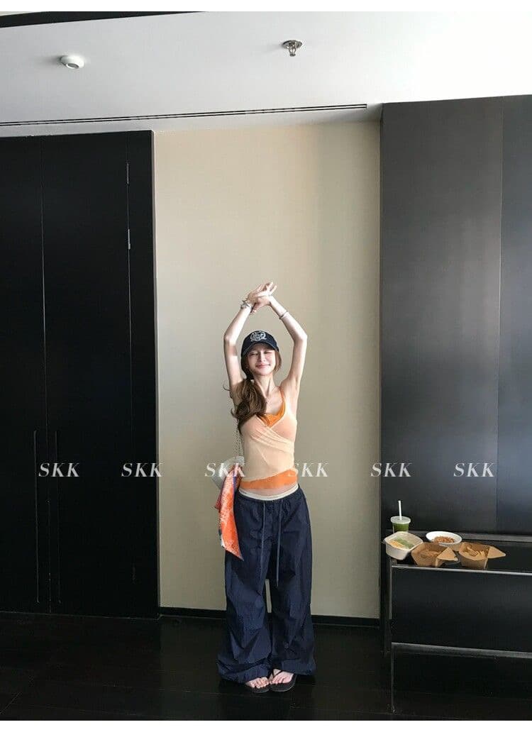 하트 비트 바 리 90g 아세트산 순수한 욕망 핫걸 스택 착용 페이크 레이어드 레이스 캐미솔 여름 상세 이미지 18