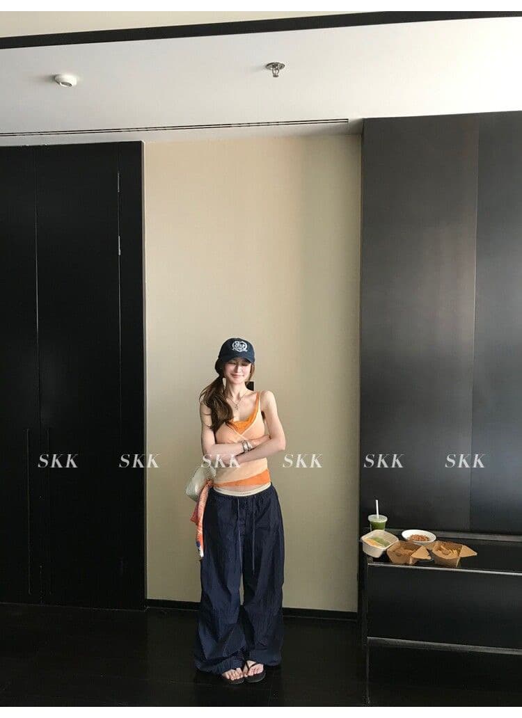 하트 비트 바 리 90g 아세트산 순수한 욕망 핫걸 스택 착용 페이크 레이어드 레이스 캐미솔 여름 상세 이미지 35