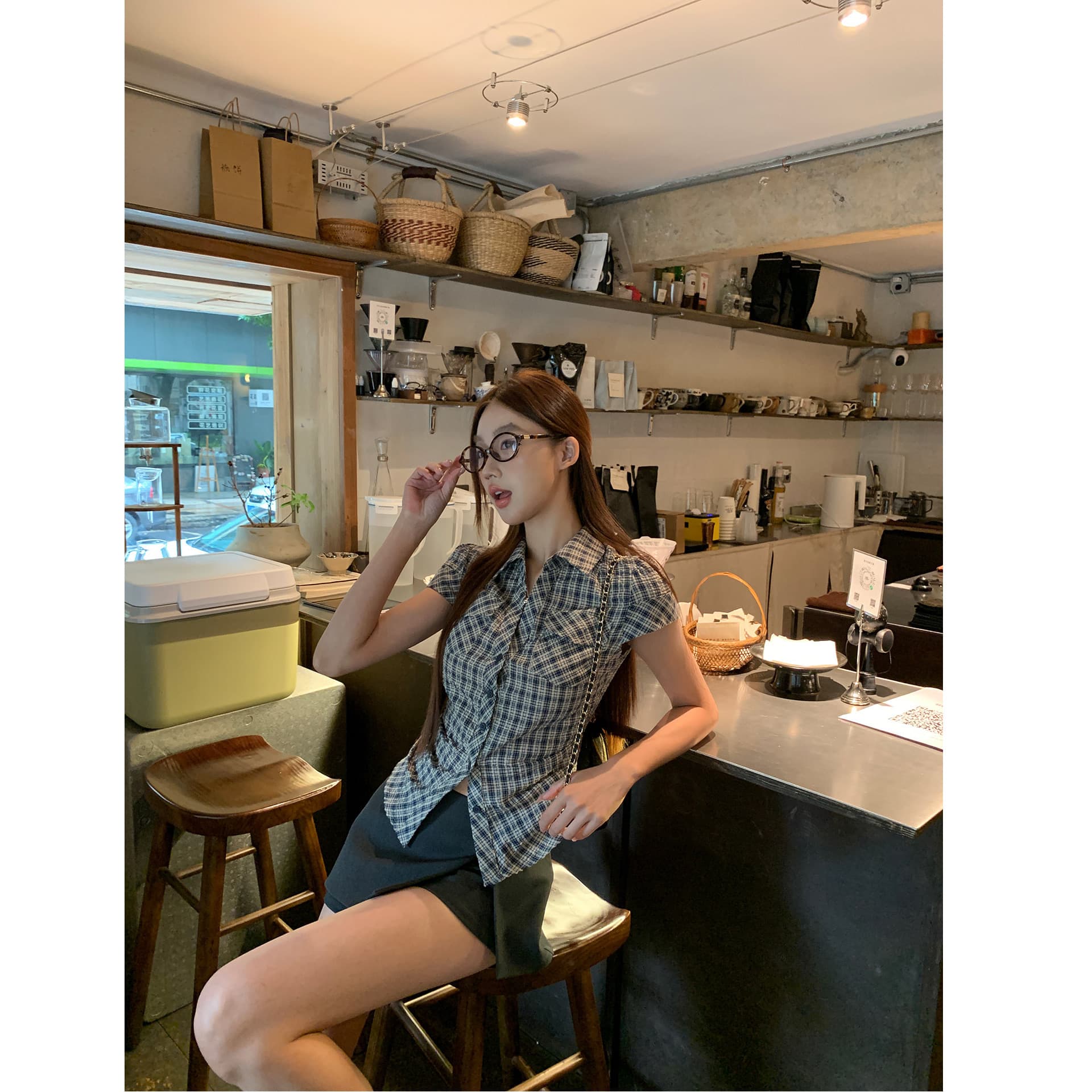 반팔 여성 셔츠 여름 중요 경우 작은 셔츠 프랑스식 맨위 핑크색 몸매 가꾸기 셔츠 이미지 3