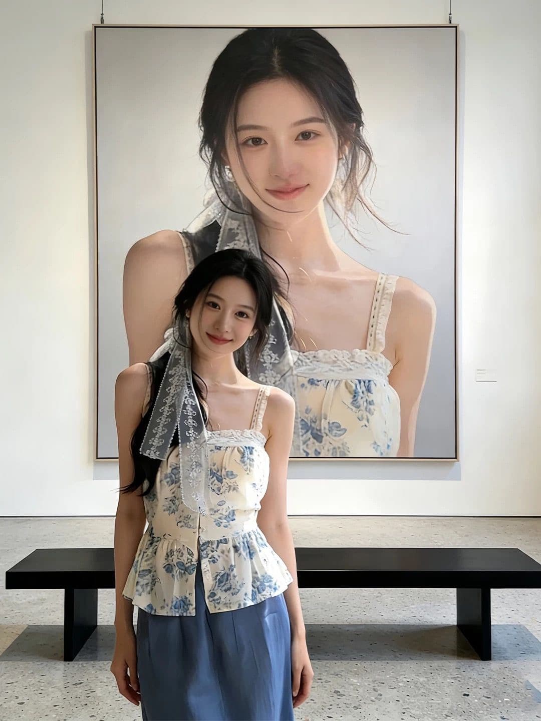 한 부서 꽃무늬 레이스 조각 캐미솔 여름 해변가 휴가 바람 허리 수축 슬림해 보이는 고유 한 아름다운 맨위 이미지 3