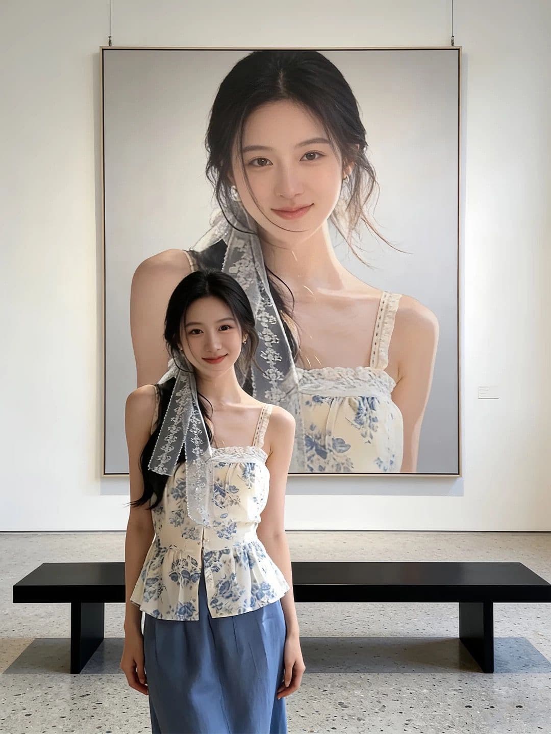 한 부서 꽃무늬 레이스 조각 캐미솔 여름 해변가 휴가 바람 허리 수축 슬림해 보이는 고유 한 아름다운 맨위 상세 이미지 8