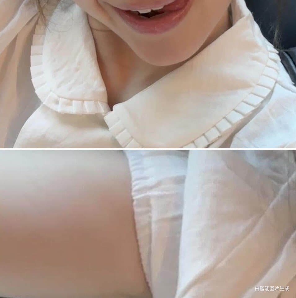 베이비 칼라 화이트 반팔 여성 셔츠 여름 2026 섹션 프릴 거품 소매 디자인 센스 화이트 셔츠 상세 이미지 8
