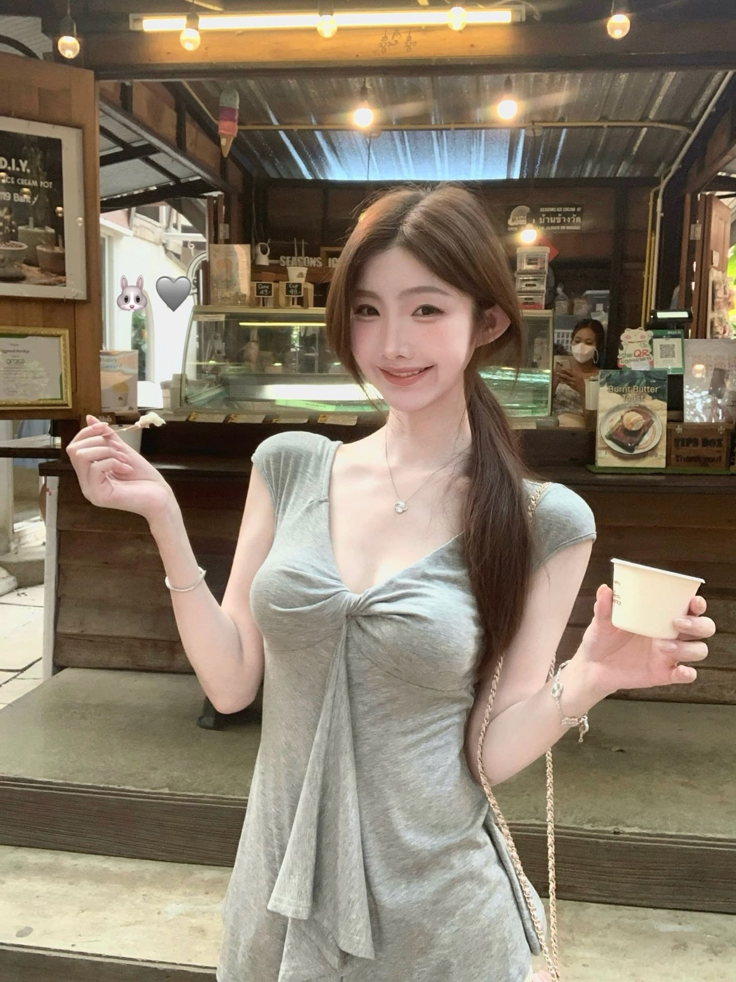 260 그램 사람들 면 십자가 비틀림 디자인 핫걸 티셔츠 여성 여름 캐주얼 바람이 아닙니다. 규칙 허리 수축 도루 가을 센스 맨위 이미지 2