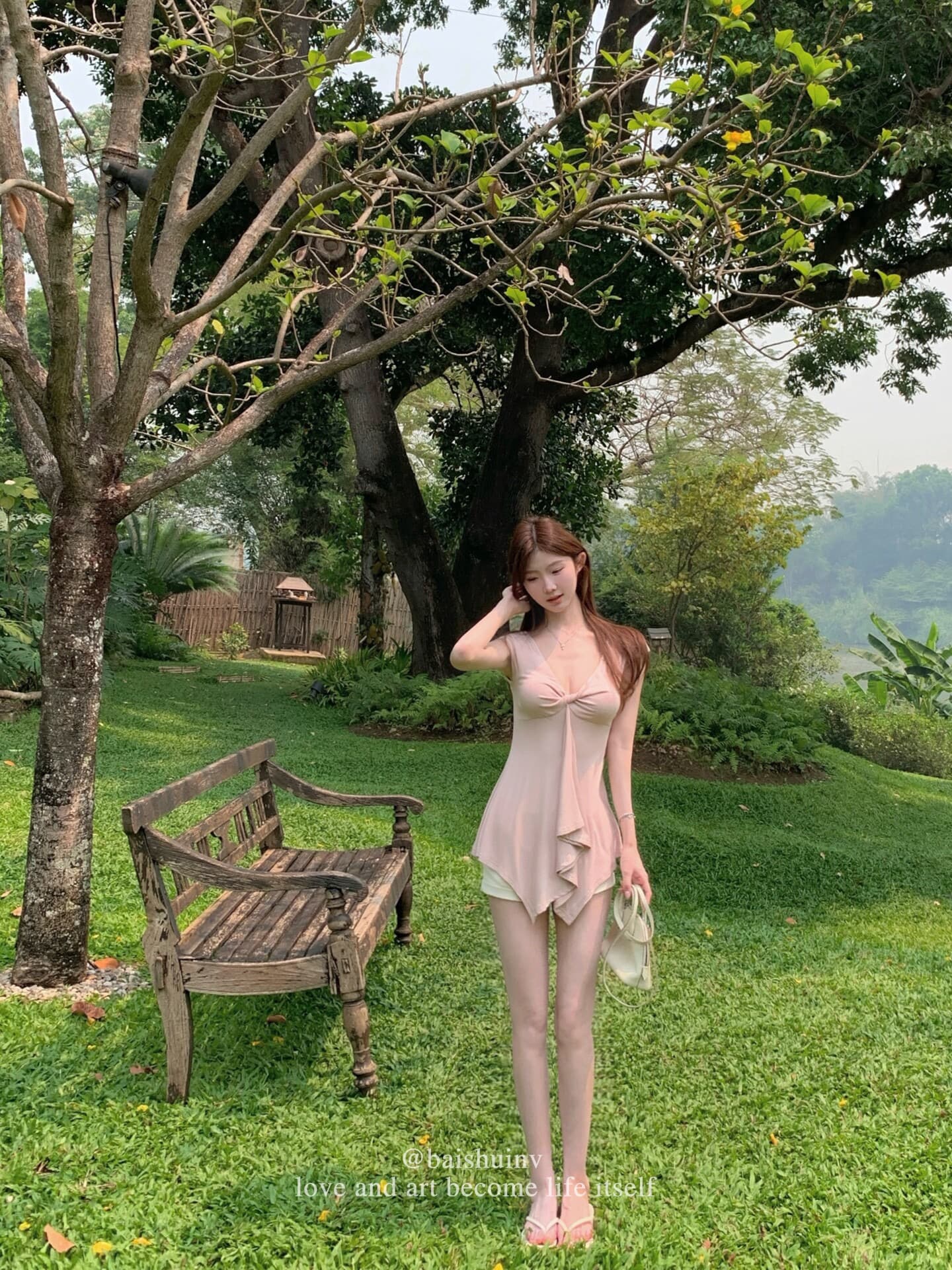 260 그램 사람들 면 십자가 비틀림 디자인 핫걸 티셔츠 여성 여름 캐주얼 바람이 아닙니다. 규칙 허리 수축 도루 가을 센스 맨위 상세 이미지 6