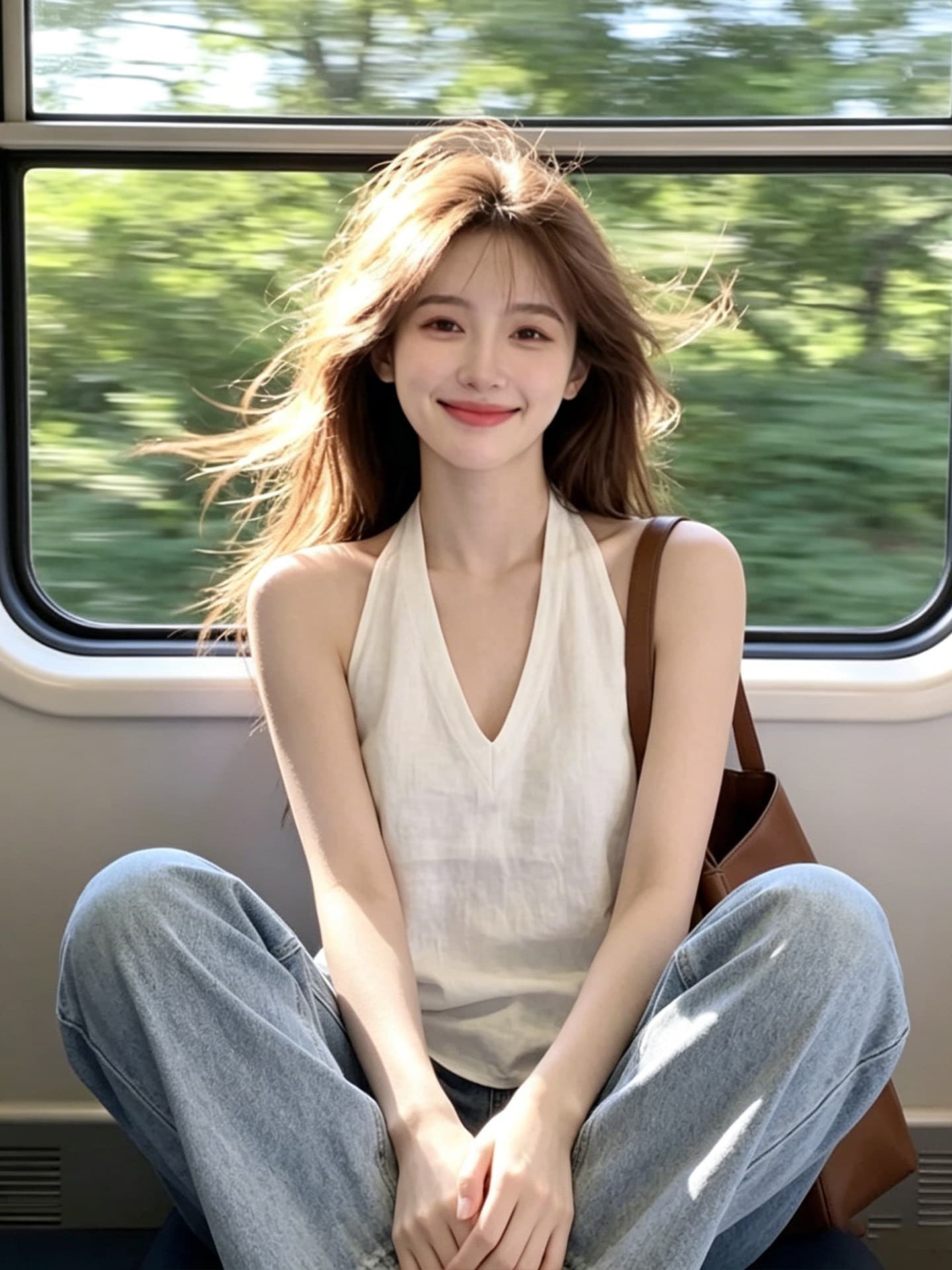 경관 그림 정가 핫걸 화이트 V넥 행침 목 캐미솔 여름 아름다움 뒤로 표지 대리인 우유 외출용 민소매 맨위 이미지 3