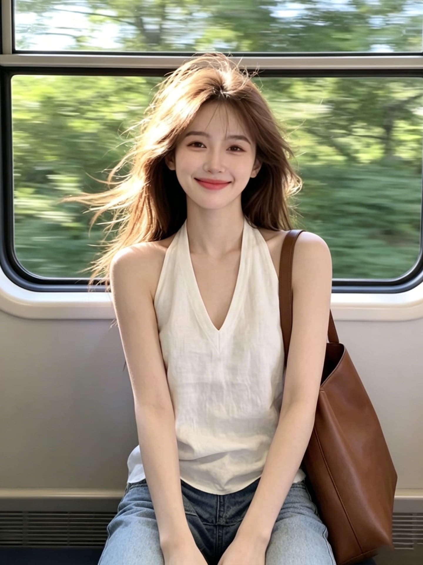 경관 그림 정가 핫걸 화이트 V넥 행침 목 캐미솔 여름 아름다움 뒤로 표지 대리인 우유 외출용 민소매 맨위 상세 이미지 4