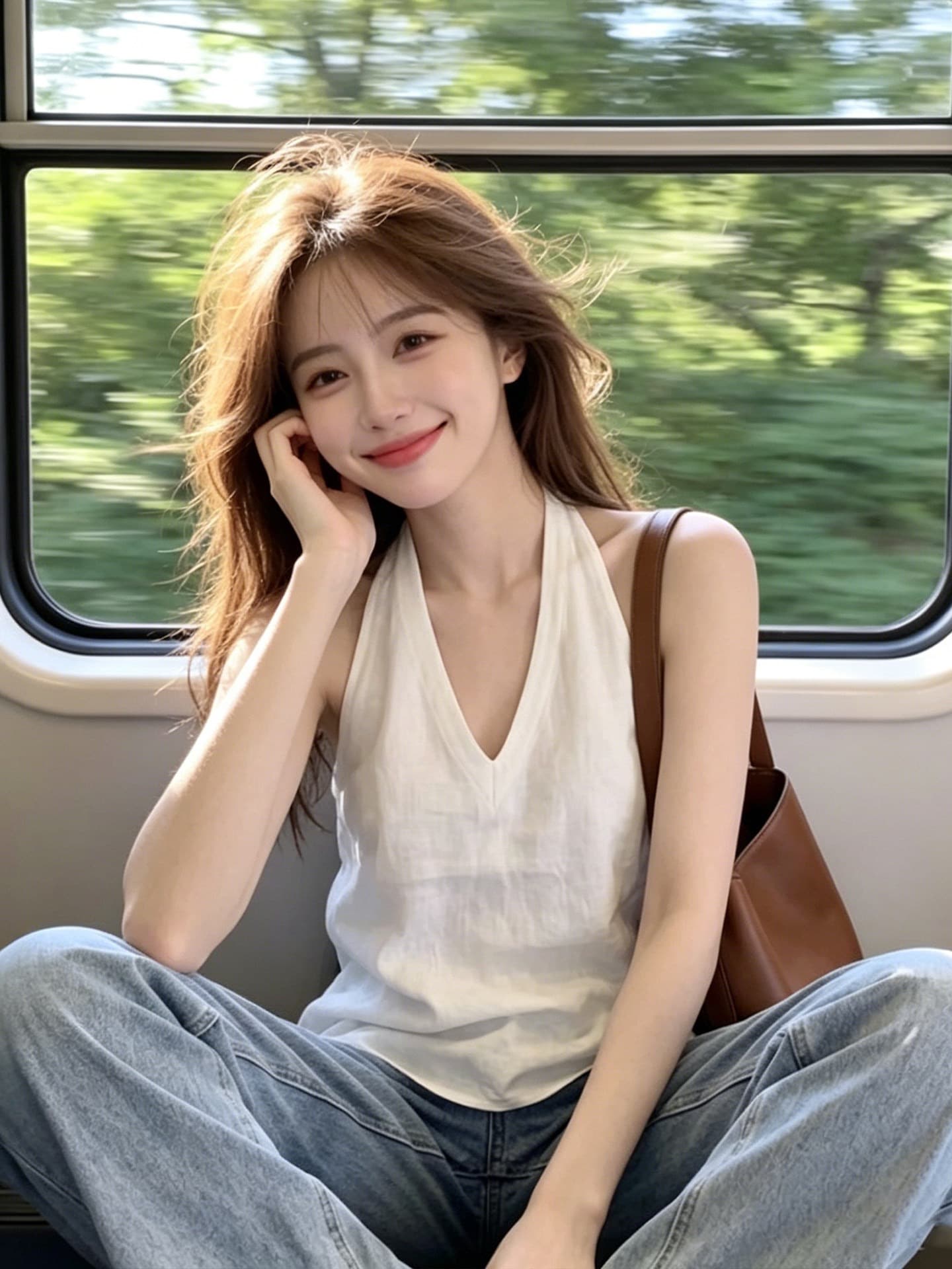 경관 그림 정가 핫걸 화이트 V넥 행침 목 캐미솔 여름 아름다움 뒤로 표지 대리인 우유 외출용 민소매 맨위 상세 이미지 6