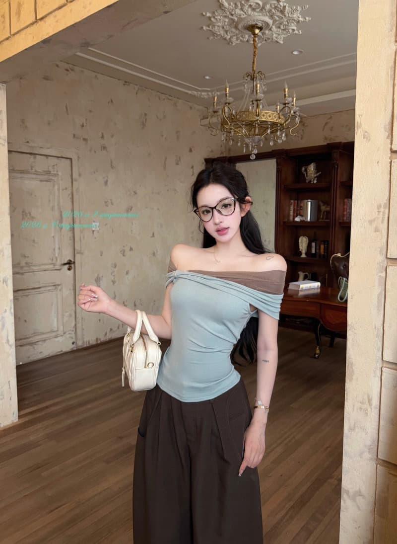 핫걸 배색 오프숄더 반팔 티셔츠 여성 여름 디자인 센스 허리 수축 슬림해 보이는 기본 셔츠 다용도 몸매 가꾸기 맨위 상세 이미지 12