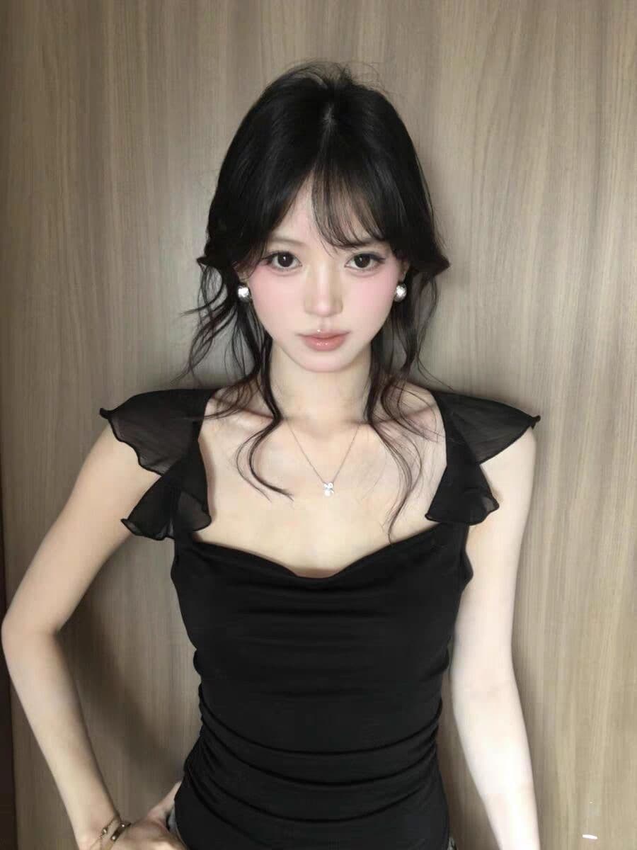 사람들 면 1 1 와 사고 방식 260 그램 한 부서 품격 검정색 흔들다 칼라 Feifei 소매 조끼 여성 셔츠
