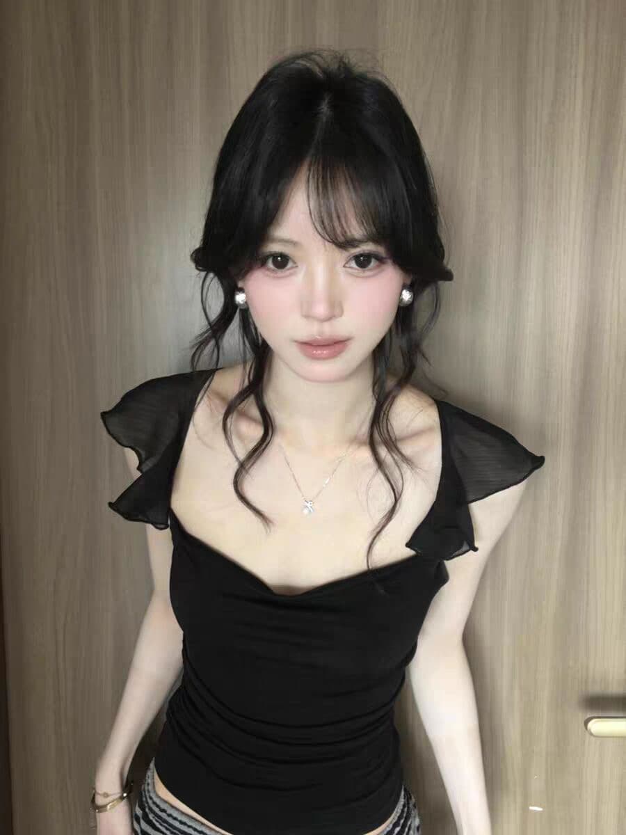 사람들 면 1 1 와 사고 방식 260 그램 한 부서 품격 검정색 흔들다 칼라 Feifei 소매 조끼 여성 셔츠 상세 이미지 3