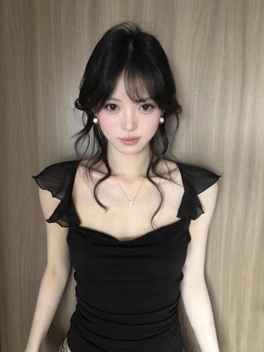 사람들 면 1 1 와 사고 방식 260 그램 한 부서 품격 검정색 흔들다 칼라 Feifei 소매 조끼 여성 셔츠 상세 이미지 8