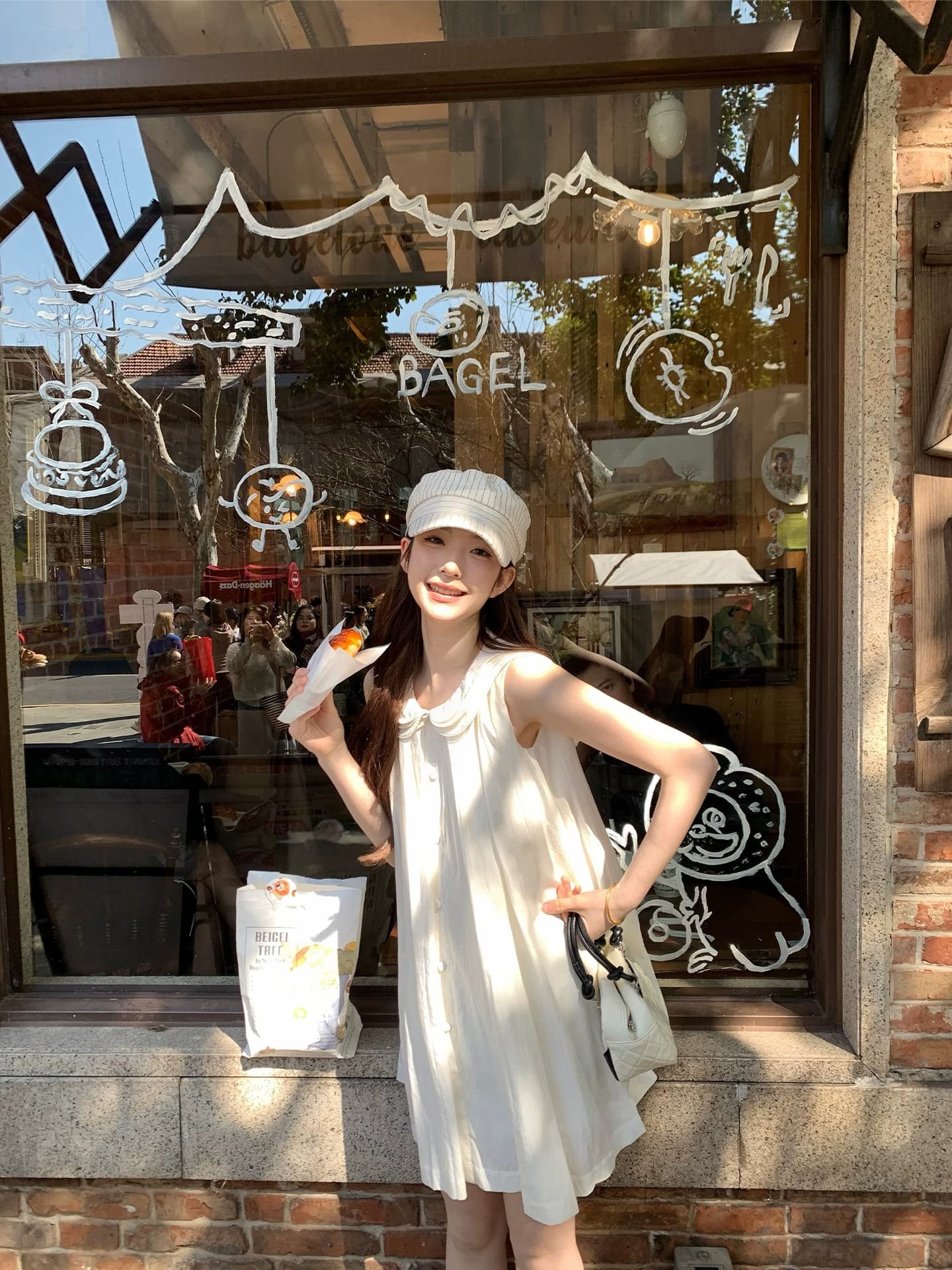 천 금빛 바람 베이비 칼라 민소매 조끼 여성 드레스 디자인 센스 보라색 루즈핏 슬림해 보이는 품격 여름 짧은 치마 이미지 4