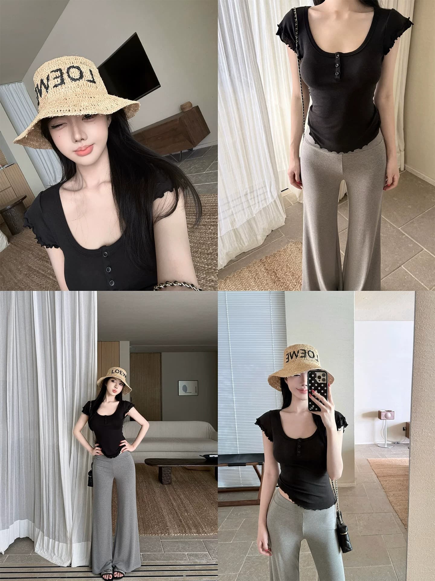 40 양모 면 리브 새로운 한 부서 달콤함 프릴 작은 날다 소매 티셔츠 여성 여름 몸매 가꾸기 상세 이미지 2