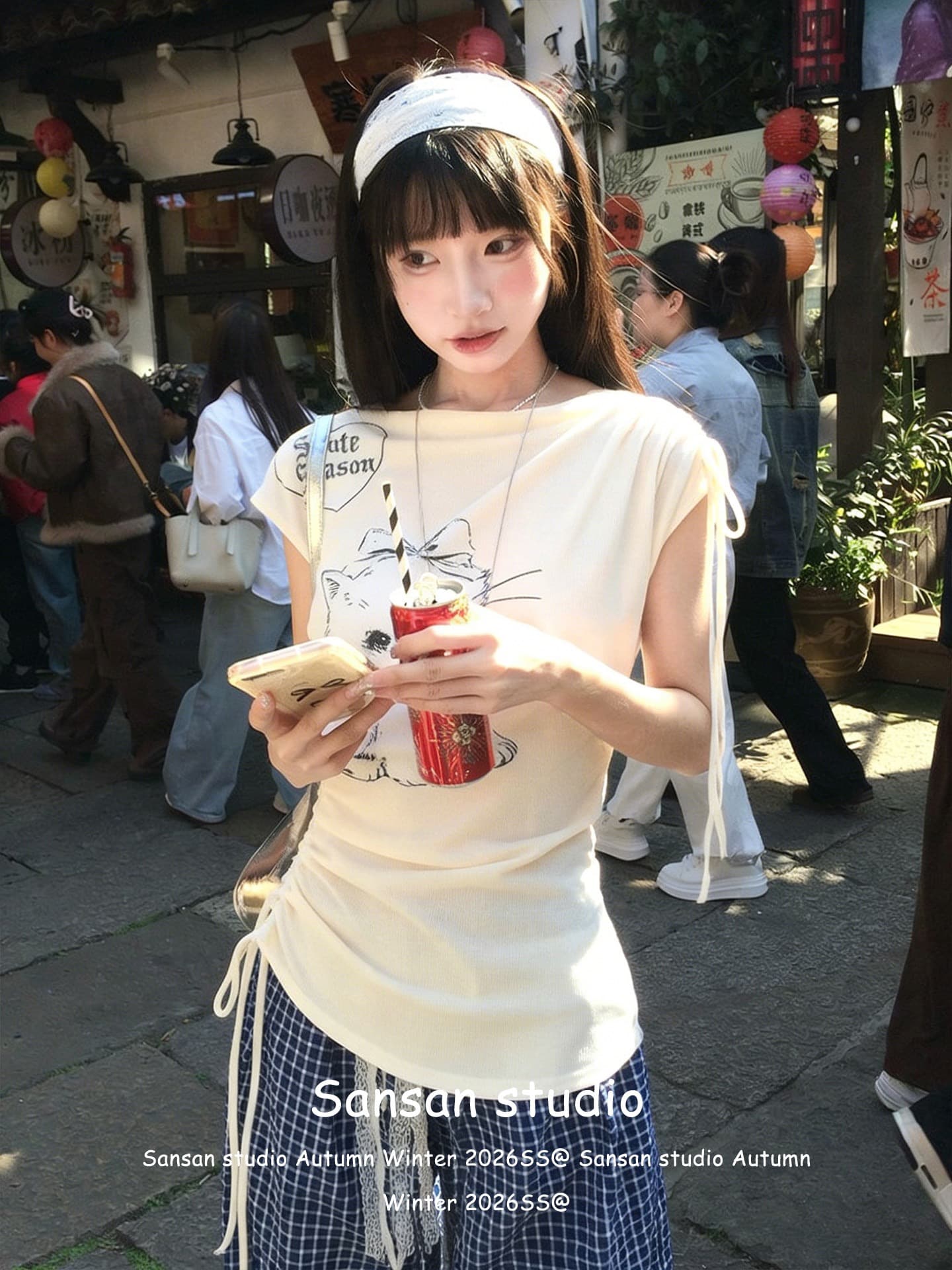 도파민 반팔 티셔츠 여성 여름 착용 가져 가라. 새끼 고양이 프린트 펌프 로프 황색 tee 몸매 가꾸기 한 첨부 된 의류 디자인 센스 상세 이미지 7