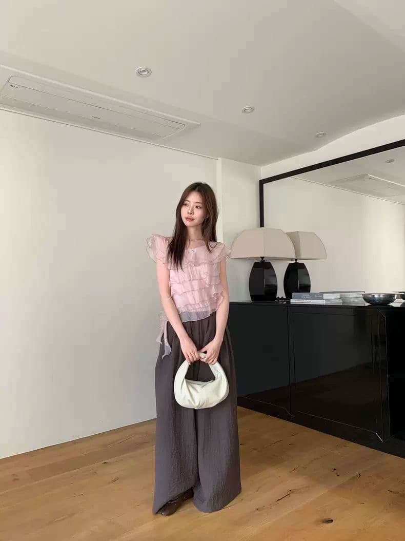 여름 새로운 한국 스타일 불규칙 다중 레이어 프릴 맨위 여성 상세 이미지 10