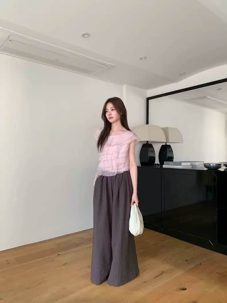 여름 새로운 한국 스타일 불규칙 다중 레이어 프릴 맨위 여성 상세 이미지 11