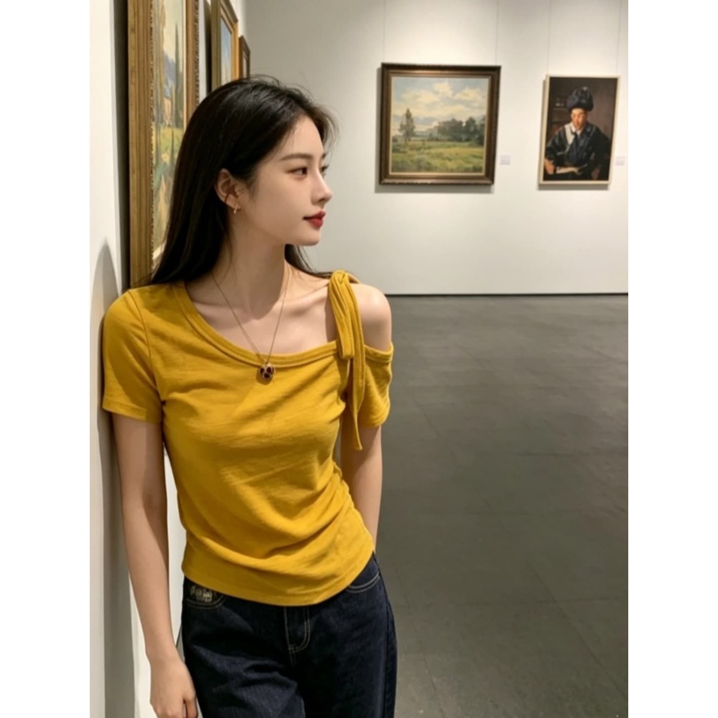 여름 새로운 슈퍼 화재 작은 대중 아니요 명중 섹션 스트랩 디자인 센스 비스듬한 어깨 의류 상세 이미지 6
