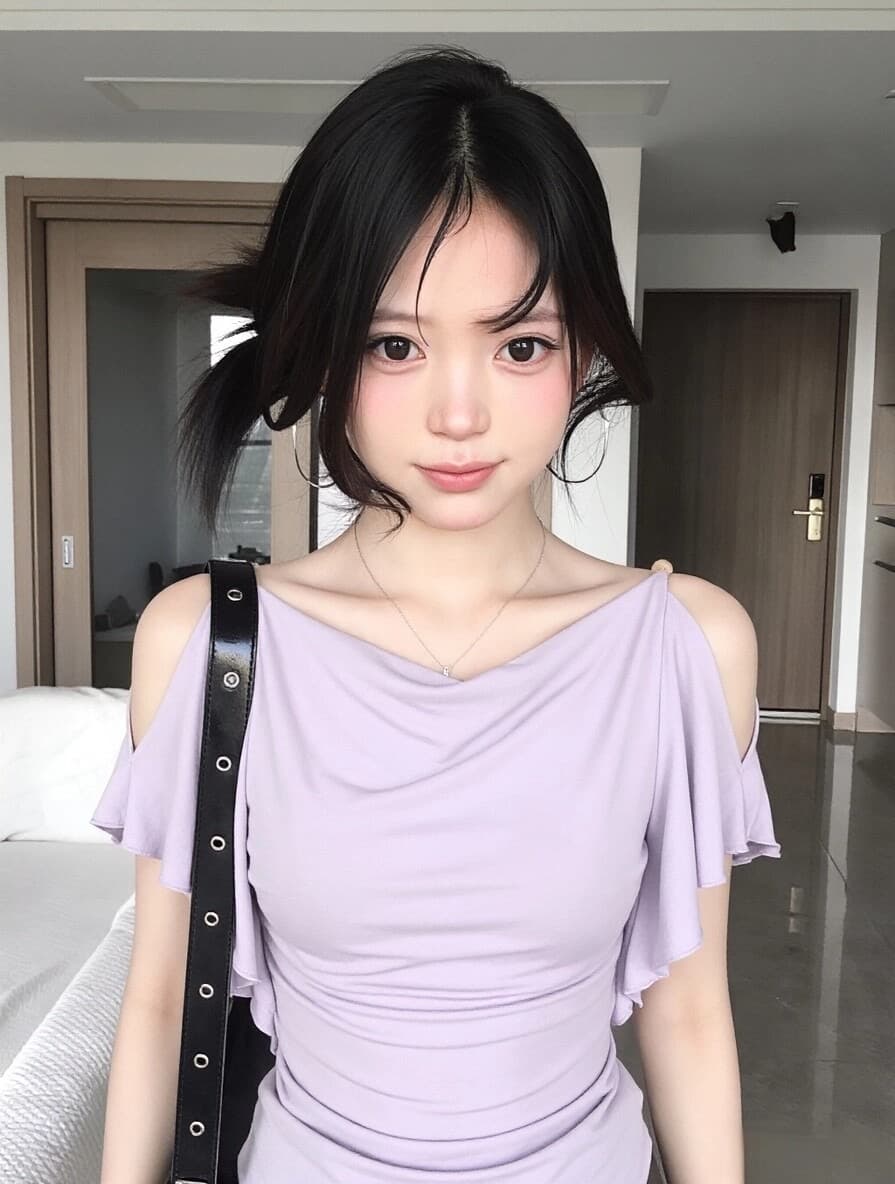 사람들 면 260 그램 원본 것 보라색 오프숄더 반팔 계절 몸매 가꾸기 아니요 규제 주름 허리 수축 핫걸 바람 상세 이미지 8