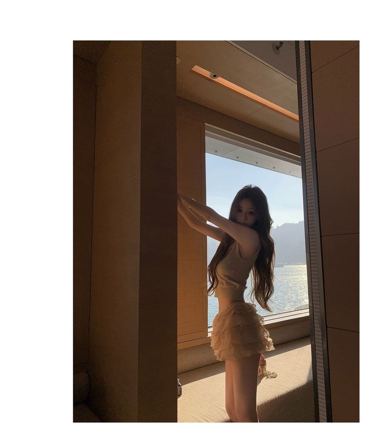 2026 봄 가을 새로운 다용도 품격 달콤한 부서 소녀 레이스 퍼프 계층의 감각 쌀 살구 색상 패치워크 반신 스커트 여성 상세 이미지 9