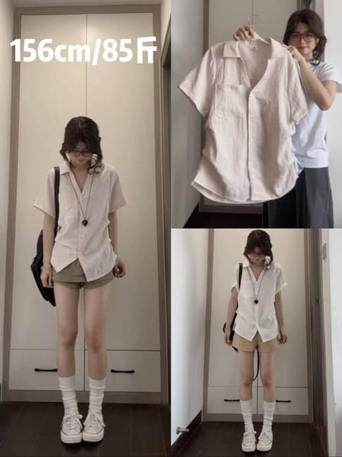 한 부서 느긋한 바람 V넥 핀치 Pleat 꼬집기 허리 반팔 여성 셔츠 여름 외출용 얇은 스타일 허리 수축 셔츠 품격 맨위 이미지 2