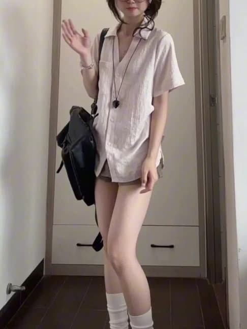한 부서 느긋한 바람 V넥 핀치 Pleat 꼬집기 허리 반팔 여성 셔츠 여름 외출용 얇은 스타일 허리 수축 셔츠 품격 맨위 상세 이미지 7