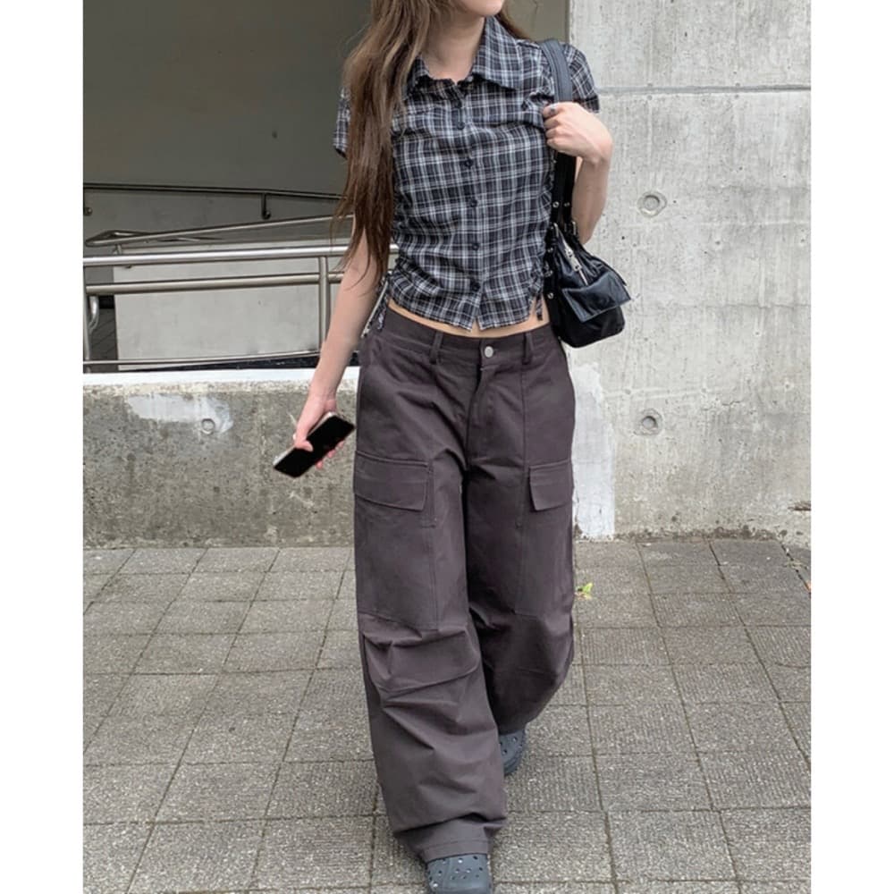 한 부서 여름 새로운 학원 스타일 다용도 디자인 센스 펌프 로프 쇼트 스타일 체크무늬 반팔 셔츠 맨위 여성 상세 이미지 11