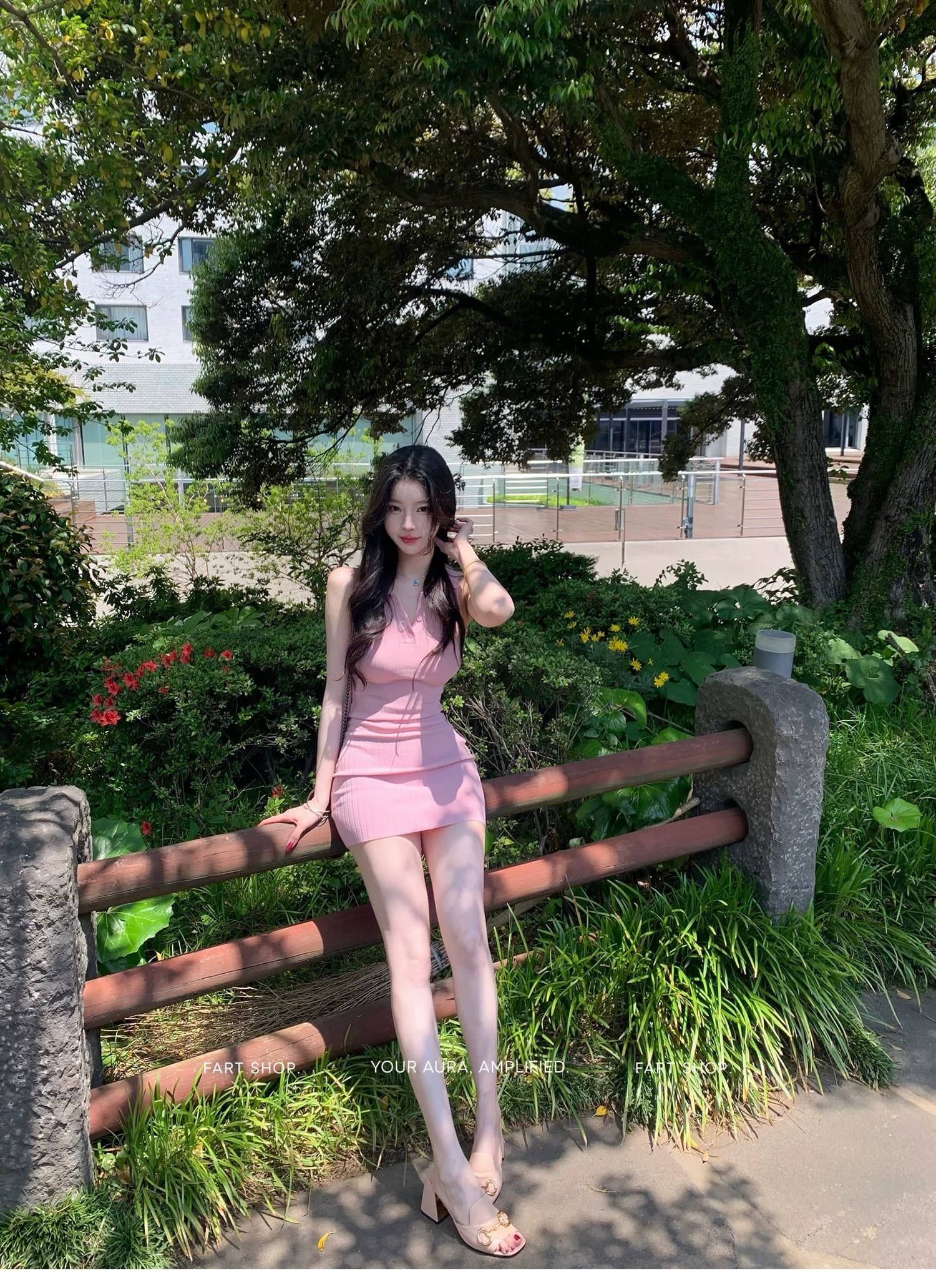 프랑스식 디자인 센스 핑크색 폴로 칼라 민소매 조끼 여성 드레스 여름 작은 키 쇼트 스타일 섹시함 타이트 스커트 치마 상세 이미지 3
