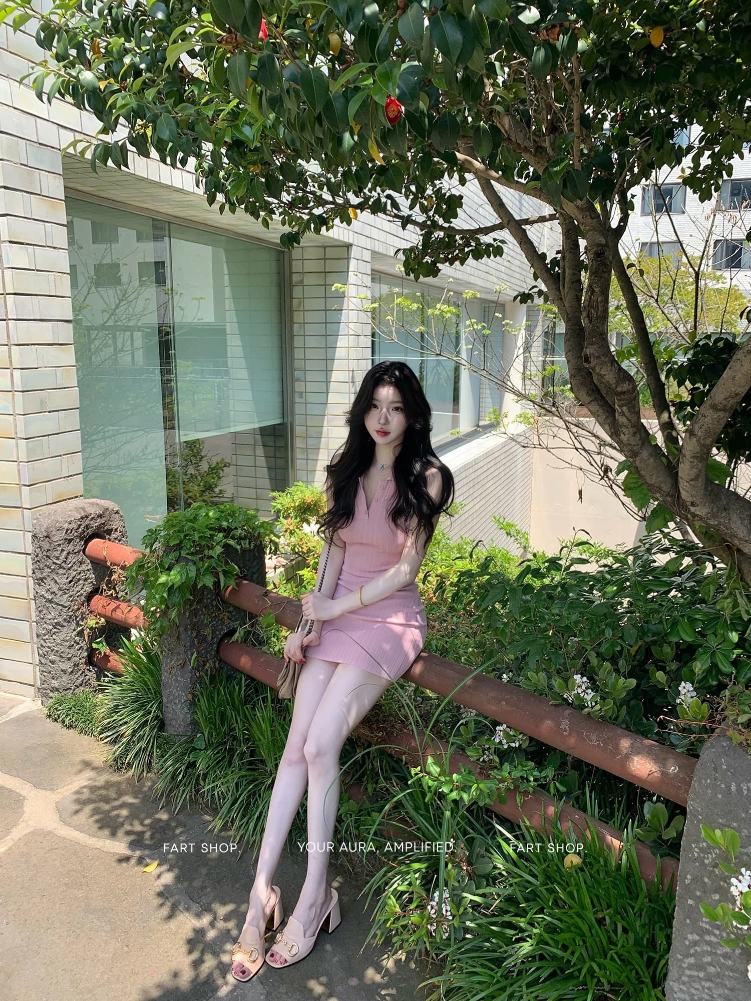 프랑스식 디자인 센스 핑크색 폴로 칼라 민소매 조끼 여성 드레스 여름 작은 키 쇼트 스타일 섹시함 타이트 스커트 치마 상세 이미지 8