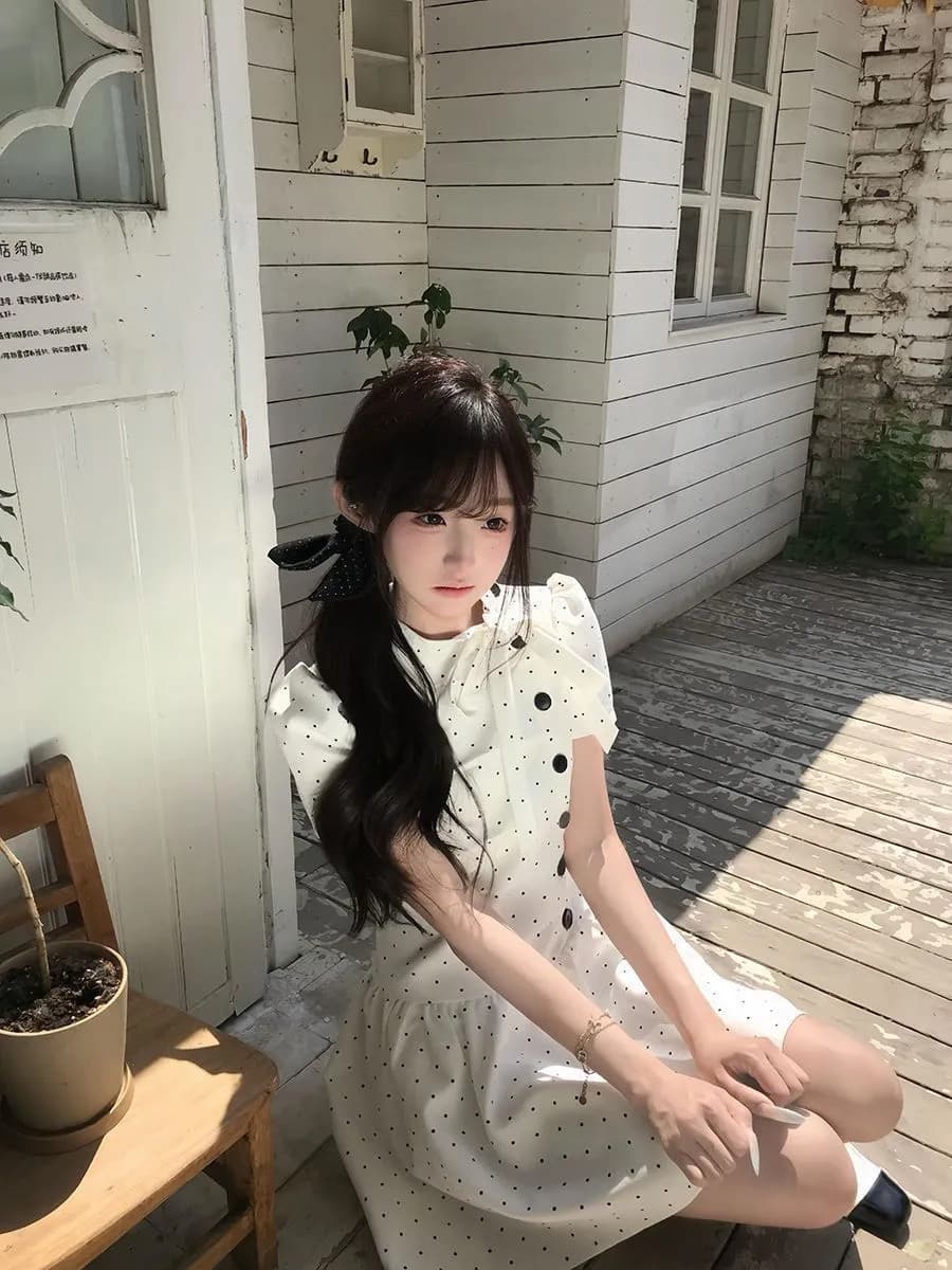 원본 원단 한 부서 디자인 센스 부드러운 도트 무늬 여성 드레스 2026 여름 새로운 학원 공주 드레스 상세 이미지 5