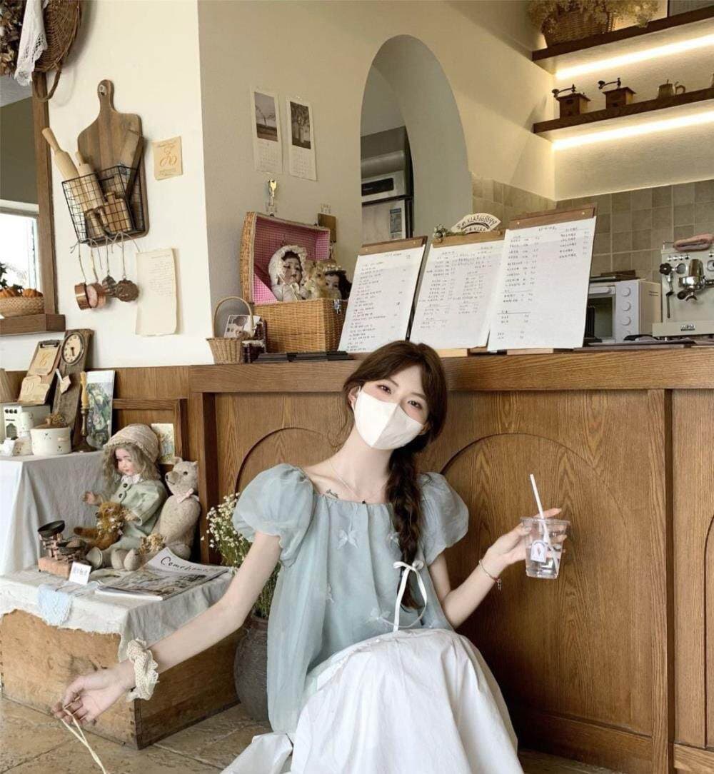 화이트 거품 소매 쉬폰 톱 여성 여름 프랑스식 인형 셔츠 쇼트 스타일 고유 한 작은 셔츠 반팔 셔츠 빅 사이즈 지방 mm 상세 이미지 10