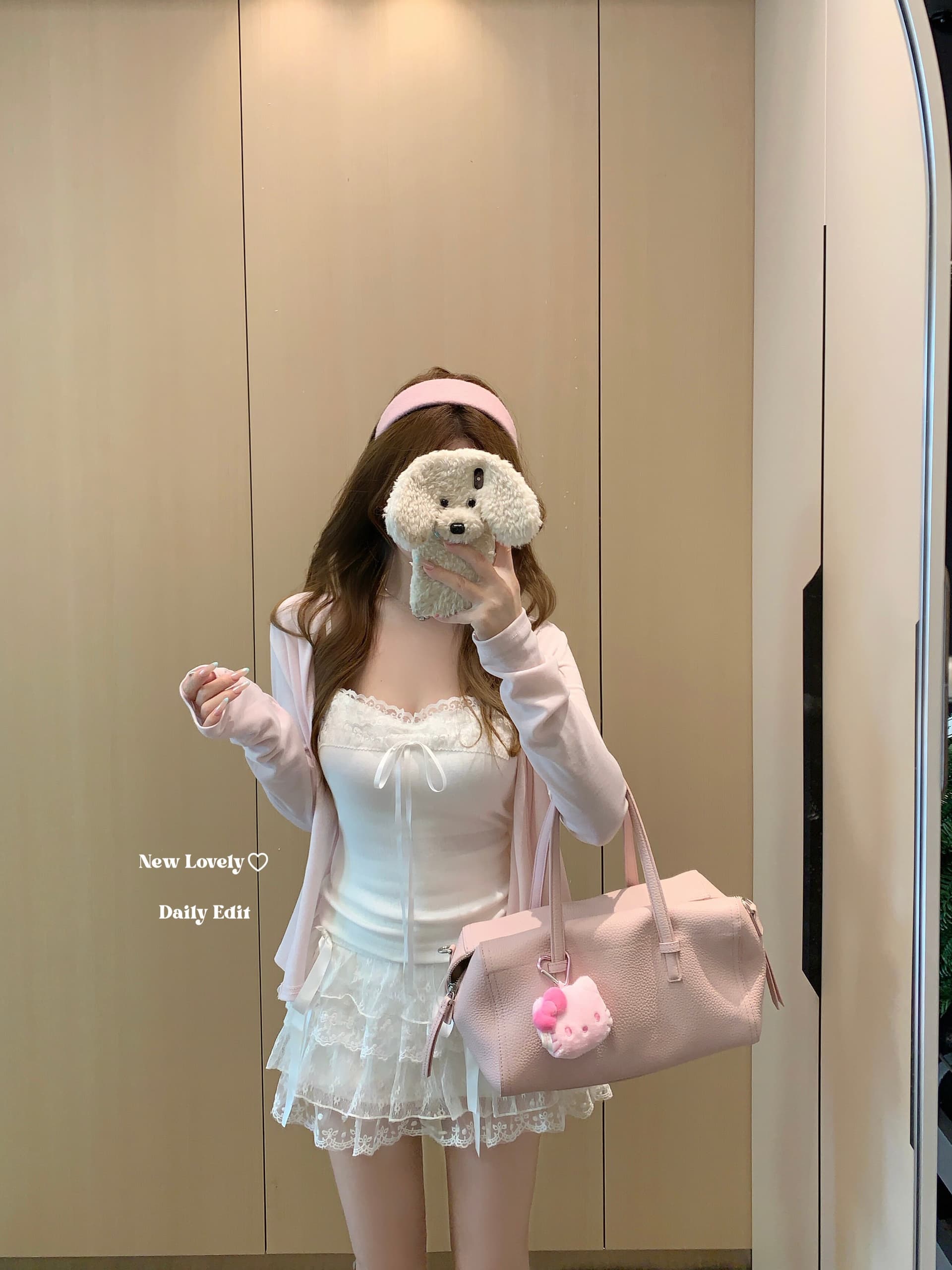 miu 부서 소녀 센스 달콤함 화이트 레이스 캐미솔 여름 외출용 나비 매듭 스트랩 섹시함 맨위 상세 이미지 5
