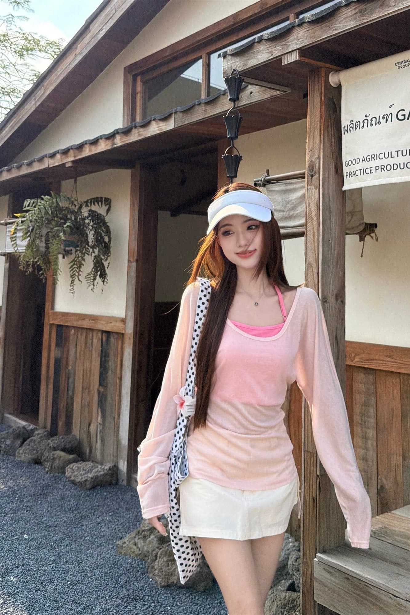 순수한 욕망 바람 마이크로 ~을 통해 얇은 스타일 자외선 차단 긴팔 티셔츠 여성 여름 몸매 가꾸기 허리 수축 슬림해 보이는 블라우스 연령 감소 핑크색 맨위 상세 이미지 2