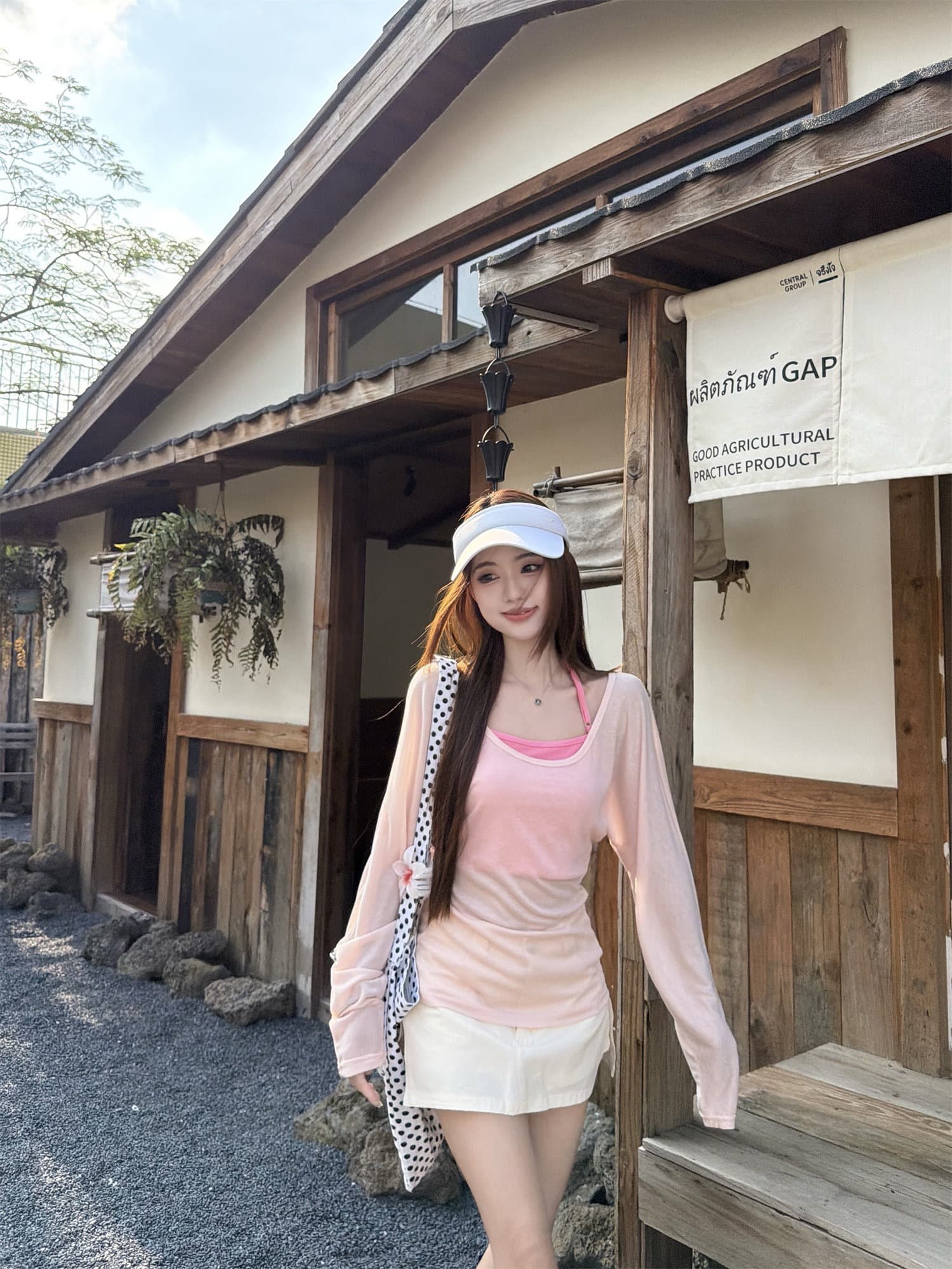 순수한 욕망 바람 마이크로 ~을 통해 얇은 스타일 자외선 차단 긴팔 티셔츠 여성 여름 몸매 가꾸기 허리 수축 슬림해 보이는 블라우스 연령 감소 핑크색 맨위 상세 이미지 7