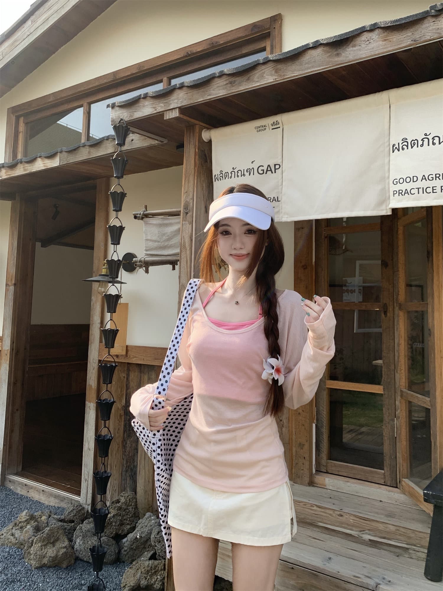 순수한 욕망 바람 마이크로 ~을 통해 얇은 스타일 자외선 차단 긴팔 티셔츠 여성 여름 몸매 가꾸기 허리 수축 슬림해 보이는 블라우스 연령 감소 핑크색 맨위 상세 이미지 9