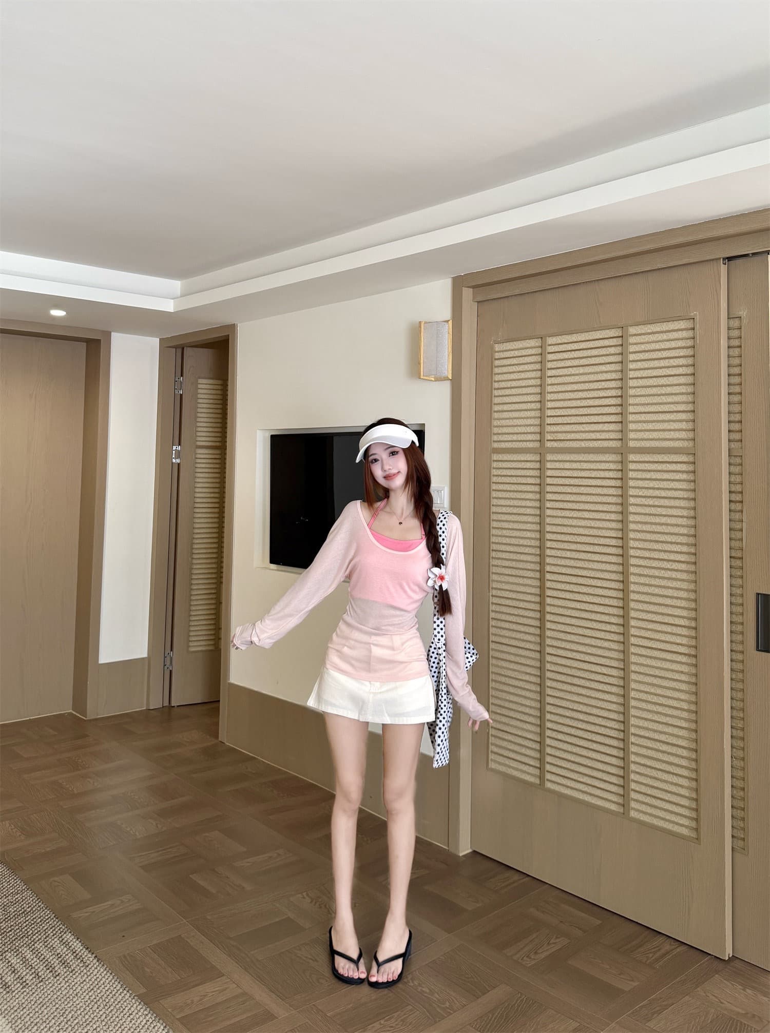 순수한 욕망 바람 마이크로 ~을 통해 얇은 스타일 자외선 차단 긴팔 티셔츠 여성 여름 몸매 가꾸기 허리 수축 슬림해 보이는 블라우스 연령 감소 핑크색 맨위 상세 이미지 10