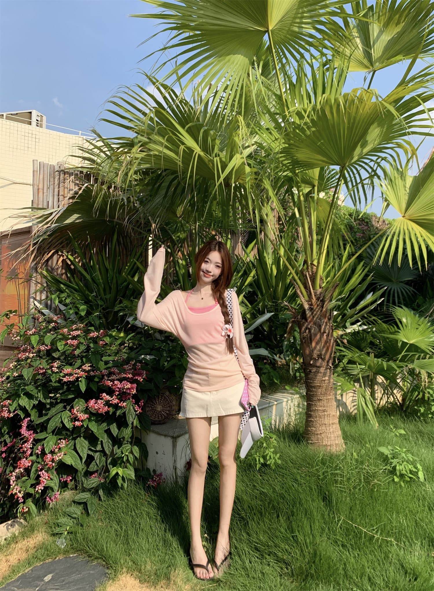 순수한 욕망 바람 마이크로 ~을 통해 얇은 스타일 자외선 차단 긴팔 티셔츠 여성 여름 몸매 가꾸기 허리 수축 슬림해 보이는 블라우스 연령 감소 핑크색 맨위 상세 이미지 17