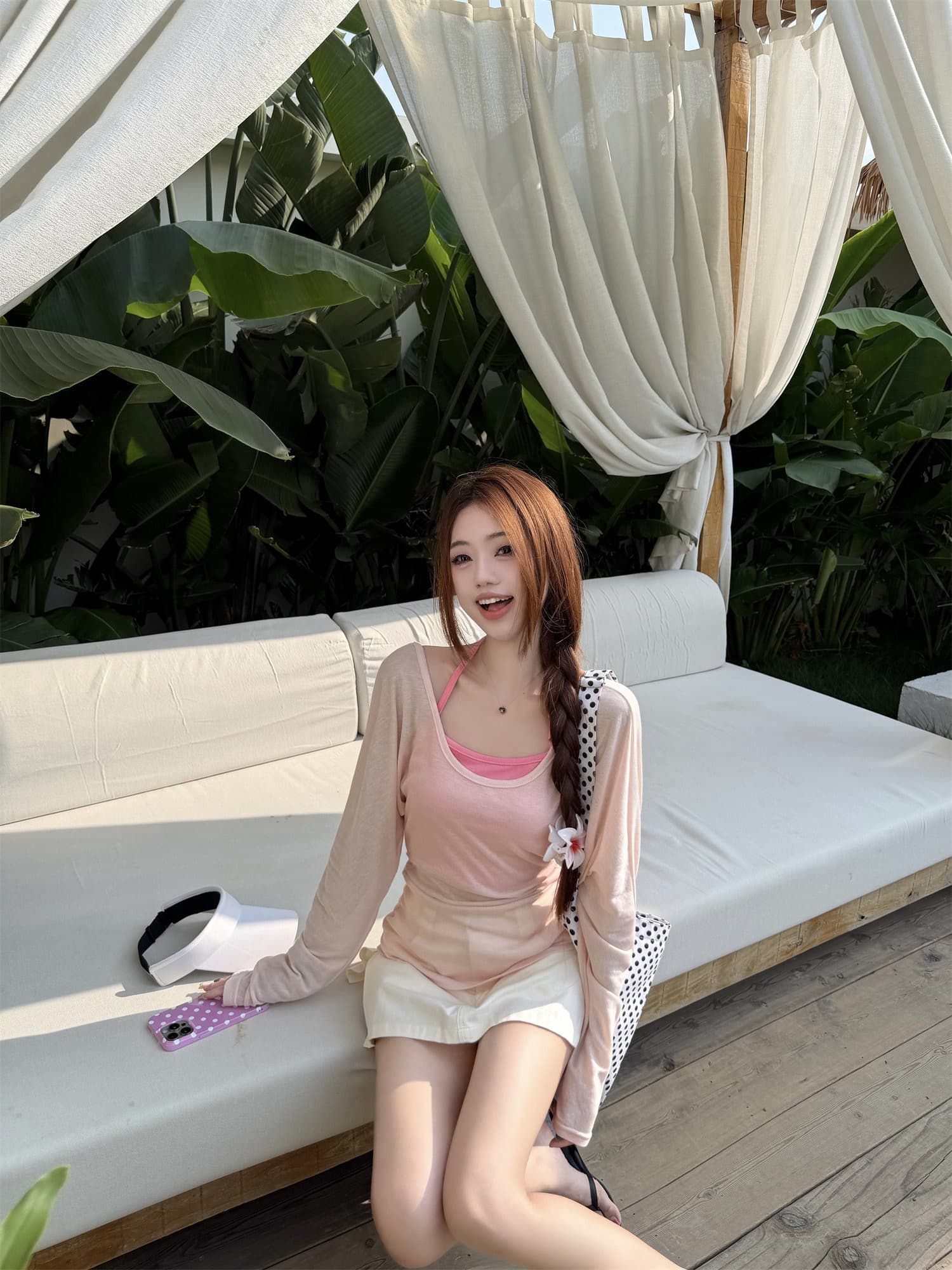 순수한 욕망 바람 마이크로 ~을 통해 얇은 스타일 자외선 차단 긴팔 티셔츠 여성 여름 몸매 가꾸기 허리 수축 슬림해 보이는 블라우스 연령 감소 핑크색 맨위 상세 이미지 18