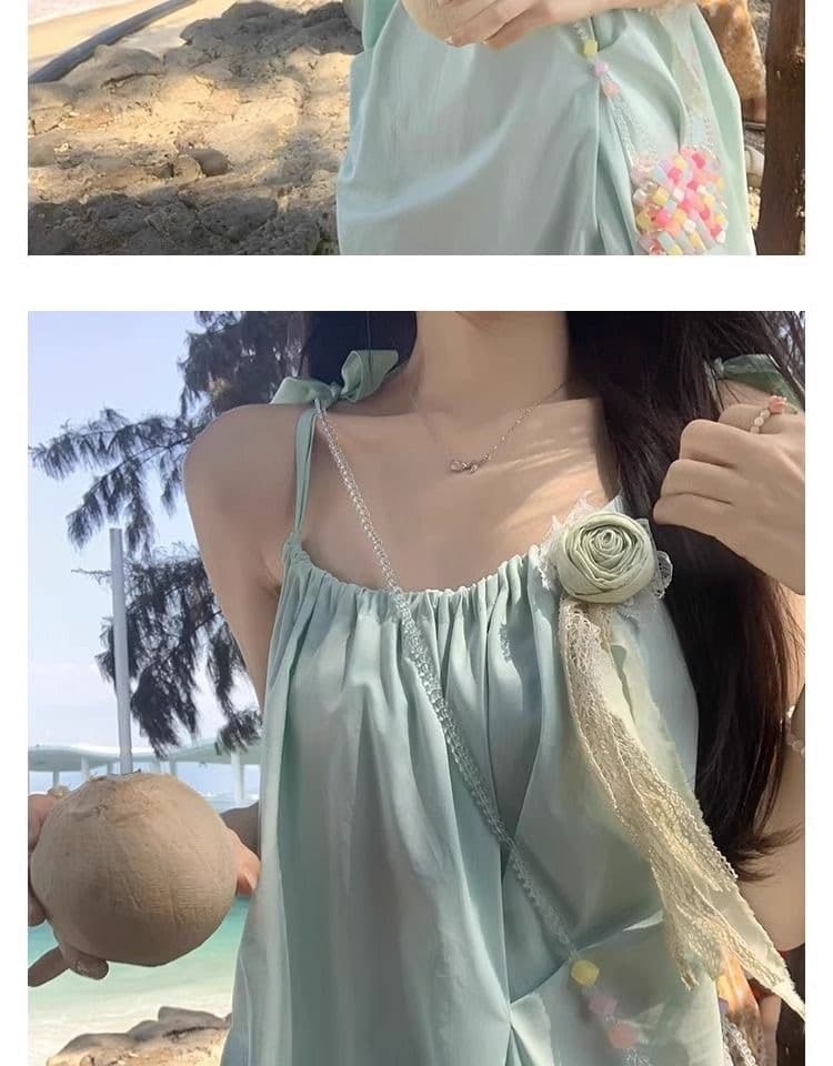 부드러운 바람 슬립 여성 드레스 여름 새로운 고급 센스 달콤함 차가운 센스 품격 다용도 중간 길이 치마 상세 이미지 4