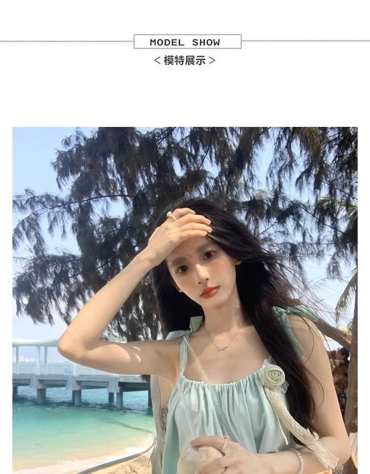 부드러운 바람 슬립 여성 드레스 여름 새로운 고급 센스 달콤함 차가운 센스 품격 다용도 중간 길이 치마 상세 이미지 5