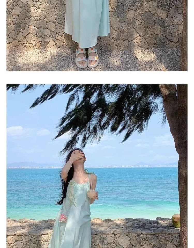 부드러운 바람 슬립 여성 드레스 여름 새로운 고급 센스 달콤함 차가운 센스 품격 다용도 중간 길이 치마 상세 이미지 6