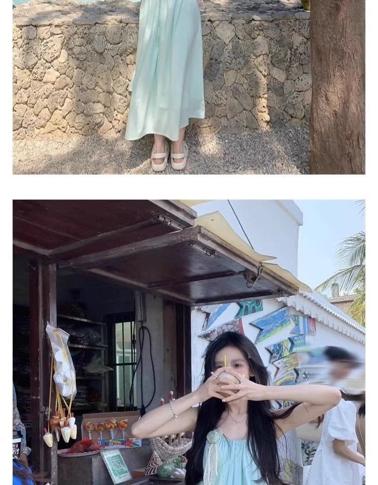 부드러운 바람 슬립 여성 드레스 여름 새로운 고급 센스 달콤함 차가운 센스 품격 다용도 중간 길이 치마 상세 이미지 7