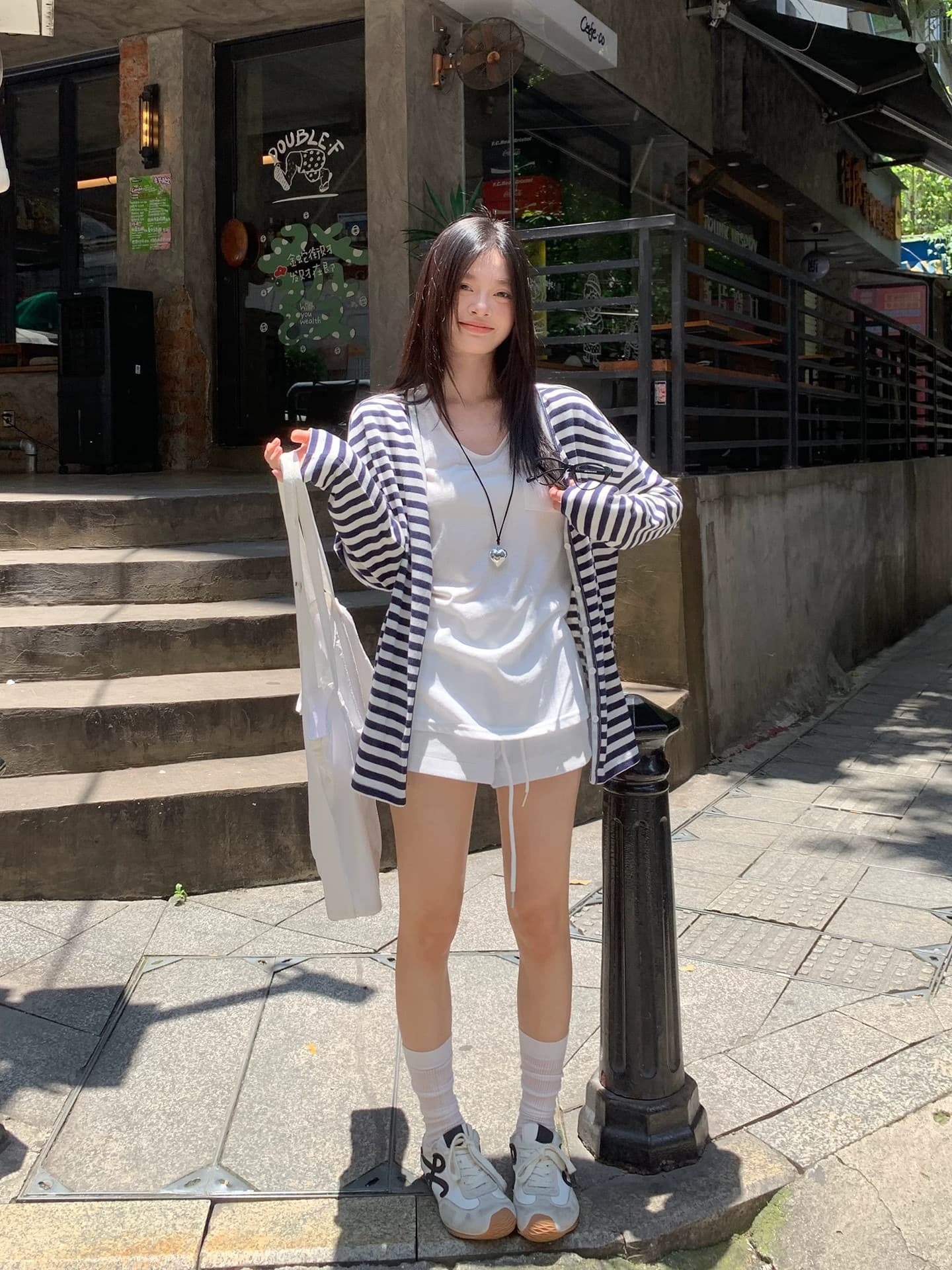 원본 원단 자외선 차단 재킷 스트라이프 오픈 가디건 여성 여름 자외선 차단 느긋한 맨위 상세 이미지 9
