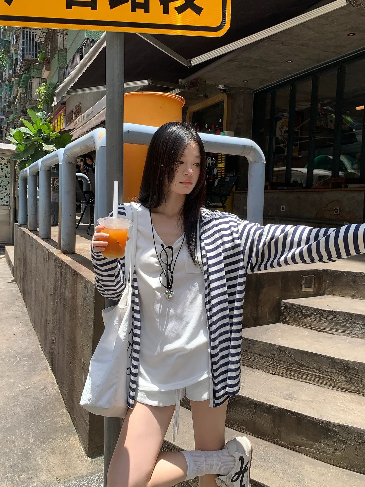 원본 원단 자외선 차단 재킷 스트라이프 오픈 가디건 여성 여름 자외선 차단 느긋한 맨위 상세 이미지 11