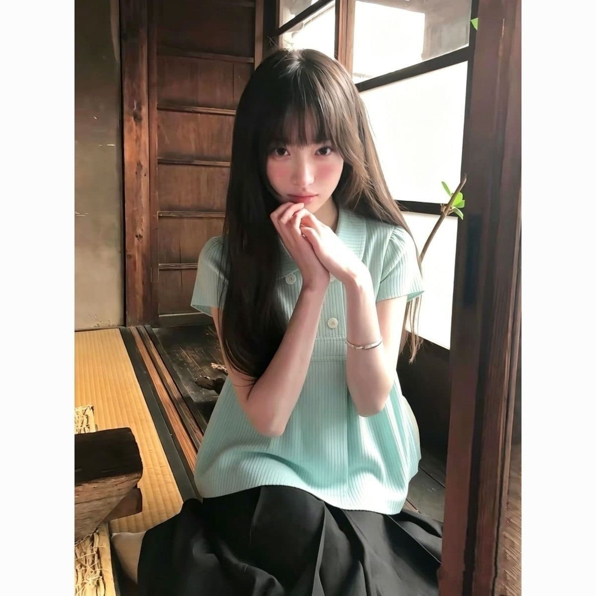 학원 스타일 스트라이프 반팔 여성 셔츠 여름 2026 새로운 다용도 작은 셔츠 도파민 달콤함 베이비 칼라 맨위 상세 이미지 5